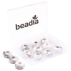 BEADIA Natural White Howlite Rondelle Stone with Large Hole (5.5mm) Loose Semi Gemstone Beads for Jewelry Making 14mmx7.5mm 12pcs - color: White Howlite, size: 14mm x 7.5mm