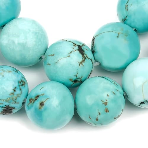 HAAMIIQII 6mm Natural Blue Turquoise Beads Round Gemstone Loose Beads for Jewelry Making 2 Strands (120-130pcs) - color: Blue Turquoise, size: 6mm (120-130pcs)