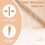 UOOU 6 Pcs Beading Needles, Collapsible Big Eye Bead Needles, Beading Supplies 2 Sizes Twisted Beading Needles for Seed Beads Jewelry Making - style: 0.6 x 130 mm