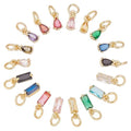 18Pcs 18 Styles Faceted Cubic Zirconia Charms, 18K Gold Plated Teardrop Rectangle Crystal Charm Pendants with Jump Shiny Ring CZ Stone Dangle Charms for Jewelry Accessory Making DIY Gift