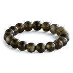 NLIEO Natural Gemstone Stretch Beaded Rings for Women Stackable Dainty Elastic Crystal Rings Jewelry - style: Golden Obsidian