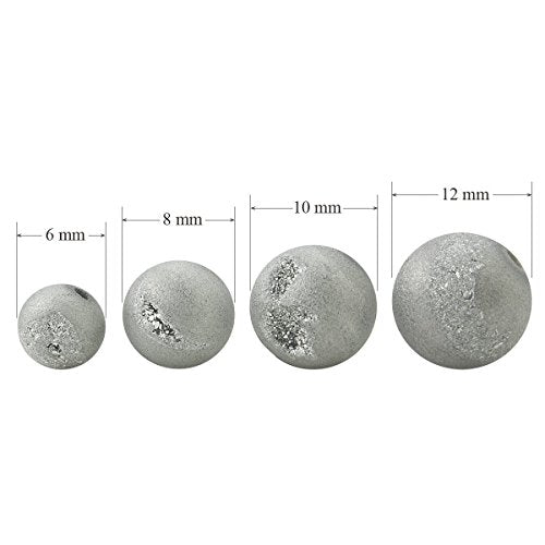 RUBYCA Round Dyed Electroplated Druzy Agate Quartz Crystal Gemstone Beads (1 Strand, Silver, 8mm) - color: Silver, size: 8mm