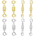 S925 Silver Magnetic Necklace Clasps, S925 Jewelry Making Connectors, Chain Extender Converters for Bracelets Necklace, 8 Pack (8pcs Golden Silvery B) - color: 8pcs golden silvery B