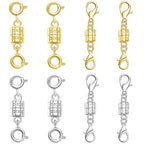 S925 Silver Magnetic Necklace Clasps, S925 Jewelry Making Connectors, Chain Extender Converters for Bracelets Necklace, 8 Pack (8pcs Golden Silvery B) - color: 8pcs golden silvery B