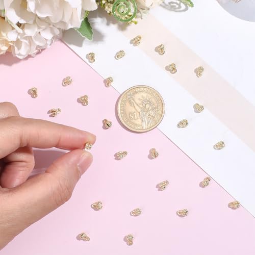 Beebeecraft 1 Box 30Pcs Crimp Bead Covers for Jewelry Making Real 14K Gold Plated Round Flower Clamshell Bead Tip Knot Covers Chain Calotte Ends with Polishing Cloth for DIY Bracelets Necklaces Craft