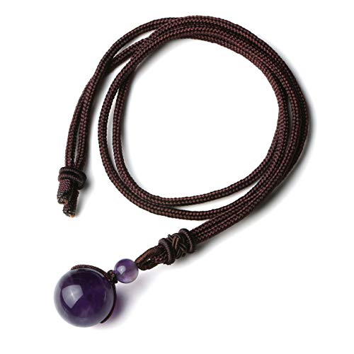 Jovivi Healing Crystals Necklace Natural Tiger Eye Amethyst Lucky Blessing Protection Chakra Beads Stone Pendant for Women Men Adjustable - color: MULTICOLOR