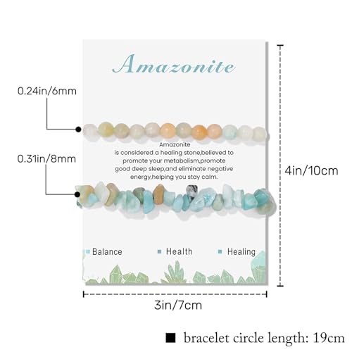 Healing Crystal Bracelets for Women 2 PCS 6mm Natural Stone Bracelet Stretch Crystal Beaded Bracelets Handmade Gemstone Bracelet Jewelry Gifts Christmas Gifts for Women Girls - style: amazonite