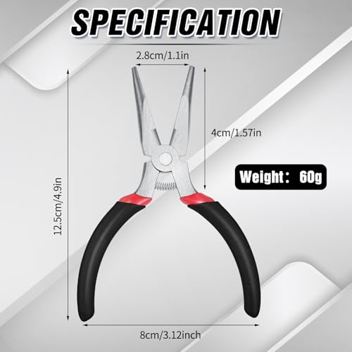 Lasnten 12 Pack Mini Needle Nose Pliers Bulk, 5 Inch Small Long Nose Pliers with Side Cutter, Spring Loaded Thin Needle Precision Tool for Crafts Jewelry Making Tiny Project DIY (Black)