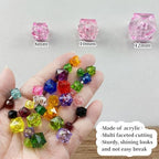 200pcs 10mm Acrylic Cube Square Faceted Acrylic Beads with Hole Plastic Spacer Beads for Bracelets Necklace Earring Making Supplies (Pink) - color: Pink, size: 10mm