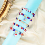 Emibele Colorful Stretch Bracelet Stack Boho Beaded Bracelet Set Heishi Surfer Bracelet Stackable Y2K Trendy Jewelry Friendship Multiple Set Women Fans - style: 4th of July Accessories Bracelets