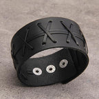 GelConnie Leather Cuff Bracelet Punk Braided Bracelets Rock Leather Wristbands Faux Mens Leather Bracelet Gothic Viking Bangle Adjustable Wrap Bracelet for Women,Men - color: MLPB084-Black