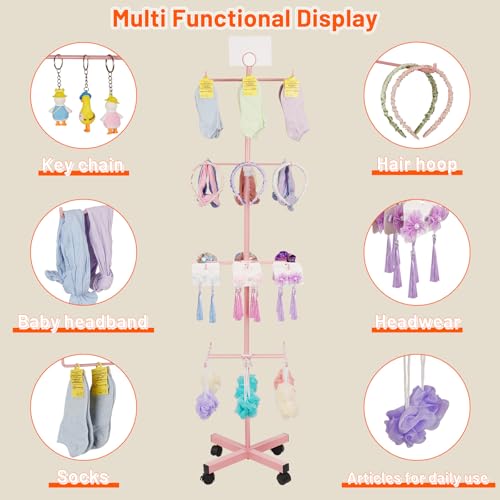 Flenpptly Retail Display Stand Rotating Display Stand 4 Tier Spinning Display Stand for Craft Shows, Jewelry, Keychain, Earring Adjustable Height Retail Display Racks (Pink) - color: 4-Tier Pink