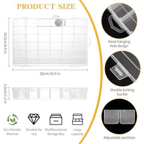 Plastic Organizer Container Box,36 Large Grids Clear Plastic Organizer Box with Adjustable Dividers Craft Organizers (Clear-4pack-144 Grids) - color: Clear-4pack-144 Grids