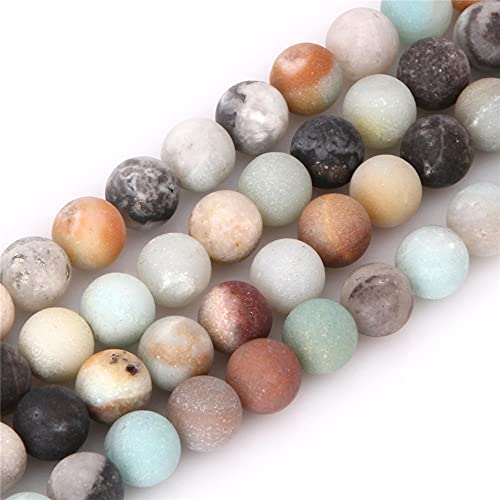 JOE FOREMAN 12mm Mixed Color Amazonite Frosted Matte Beads for Jewelry Making Natural Gemstone Semi Precious Round 15" - color: Matte, size: 12MM