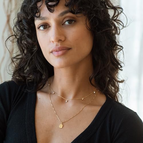Mothers Day Gifts - Dainty Silver Gold Necklaces for Women Cute Station Choker Simulated Diamond Necklace Simple Layering CZ Necklace Trendy Jewelry Gifts - color: Gold, style: 5pcs Hanging CZ-Cable Chain