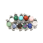 LE SKY 8 Pcs Natural Stone Pendants Unique Skull Shape Healing Crystal Charms for Jewelry Making Necklace