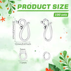 PH PandaHall 100 Sets S Hook Clasps, Tibetan Style S Hook Ring Antique Silver Toggle Clasps Closure Metal Alloy Jewelry Clasp Connector for Necklace Bracelet DIY Jewelry Making, 20.5mm Long - color: Antique Silver