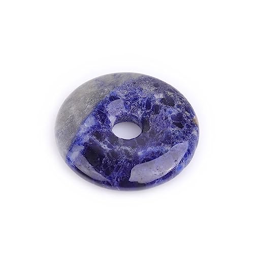 JOE FOREMAN 30mm Blue Sodalite Jasper Natural Gemstone Ring Circle Donuts Pendant Charms Beads for Jewelry Making 1Pcs - color: Blue Sodalite Jasper, size: 30mm