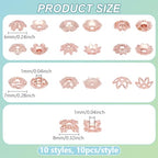 PH PandaHall 100pcs 10 Styles Bead Caps Flower Bead Caps 6/7/8mm Spacer Beads Flower Bracelet Beads Flat Spacers Rose Gold Brass Bead for Jewellery Making Friendship Bracelet Making DIY Crafts - color: Rose Gold