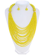 Bocar Necklace for Women, Multi Layer Statement Necklace, Long Chain Chunky Bib Seed Beads Necklace, Necklace Earring Set for Women Gift (NK-10693) - color: Yellow