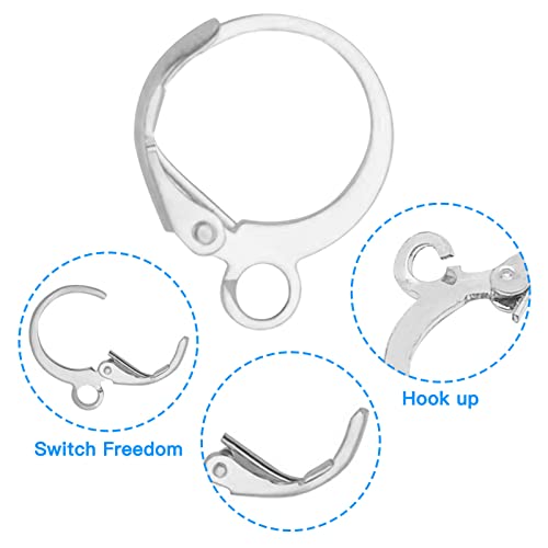 210Pcs Round Leverback Earring Hooks Hypoallergenic French Earring Hooks Round French Ear Wire with Open Loop Hook for DIY Earrings Designs Jewelry Making Findings(7 Colors)