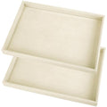 2 Pcs 13.8" x 9.5" Velvet Jewelry Tray Jewelry Display Tray Flat Tray, Stackable Empty Plate Trays for Earrings Necklaces Bracelet Rings Display Showcase - Light Khaki - color: Light Khaki, size: Flat Tray 13.8"x9.5"