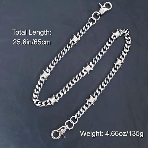 Layered Punk Pants Chain for Men Women, Gothic Hip Hop Jean Chain Wallet Chain Biker Trouser Chain, Goth Emo Fashion Keychain Accessories - color: 1L-Prickly Chain