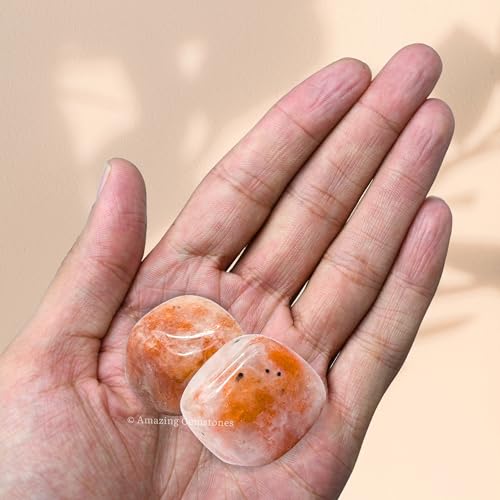 Amazing Gemstone Sunstone Crystal Tumbled Stones Polished Rocks - Natural Gem Stones for Healing - DIY Crystals for Protection (1 Piece) - color: Sunstone