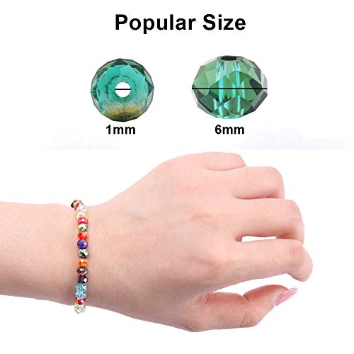 1200Pcs Faceted Rondelle Beads, Messar 6mm Crystal Glass Beads AB Color Plated Bicone Faceted Glass Beads for Bracelet Necklace Jewelry Making Set DIY Craft Projects (24 Mixed Colors)