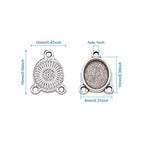 FASHEWELRY 100Pcs Tibetan Style Alloy Oval Bezel Pendant Trays 8x10mm Chandelier Components Links 3 Loops Base Connector Settings for DIY Jewelry Making - color: 8x10mm-100Pcs