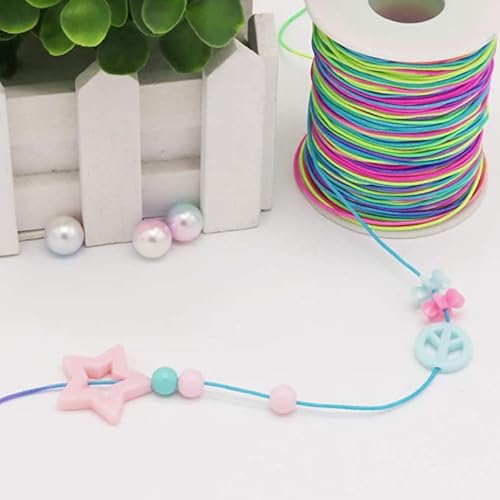 Elastic Jewelry Thread, 1mm Braided Thread, Used for Making Bracelets, Necklaces, DIY Crafts 100 Meters (Colorful 100 Meters) - color: Colorful 100 Meters