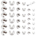 UNICRAFTALE 180Pcs 3 Sizes 304 Stainless Steel Crimp Beads Knot Covers Half Round Open Beads End Tip Metal Small Beads for DIY Bracelet Jewelry Craft Making - size: 4/5.5/8.2mm