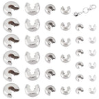UNICRAFTALE 180Pcs 3 Sizes 304 Stainless Steel Crimp Beads Knot Covers Half Round Open Beads End Tip Metal Small Beads for DIY Bracelet Jewelry Craft Making - size: 4/5.5/8.2mm