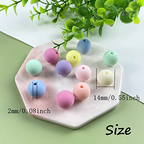 Jmassyang 200Pcs 14mm Candy Color Acrylic Round Frosted Beads Plastic Pastel Matte Loose Spacer Mixed for Jewelry Making Bracelets Necklaces DIY Crafts - size: 14mm-200pcs