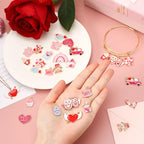 MARFOREVER 40 Pcs/20 Pairs Valentines Charms for Jewelry Making, Heart Charms for Jewelry Making Gold Enamel Red Pink Romantic Love Charm Pendants for Valentine's Day Bracelet Necklace Earrings Making - style: Valentines