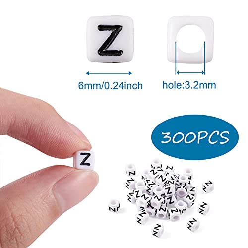 FASHEWELRY 300Pcs Cube White Acrylic Letter Beads 6x6mm Letter Z Alphabet Beads for DIY Bracelet Necklace Jewelry Making - color: Letter Z, size: 6x6x6mm