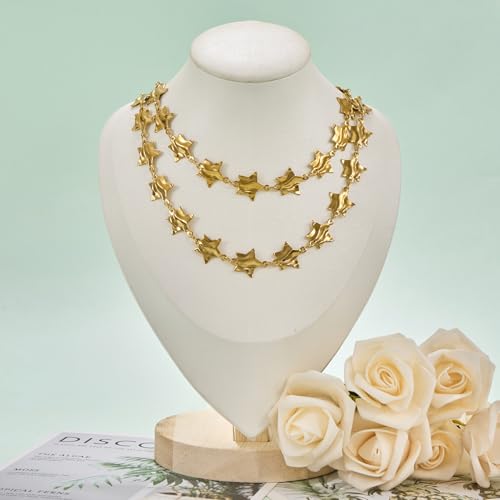 2 Yard Gold Star Chain for Jewelry Making Stainless Steel Chains for Crafts DIY Baroque Link Chain Bulk - color: Gold Star