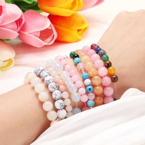 HARFINGTON 50pcs Natural Stone Beads 6mm Black Agate Round Gemstone Stone Loose Beading Real Genuine Smooth Balls Bead for Jewelry Making Bracelets Necklace Earrings DIY - color: Black Agate, size: 6mm