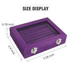 Vicoter Rings Organizer Tray 7 Slots Velvet Jewelry Earring Storage Box with Transparent lid Jewelry Display Case for Girls Wife Mom Women (Purple) - color: Purple