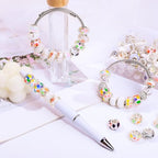 European Large Hole Spacer Beads Charm Fairy Wands Rhinestone Craft Beads for DIY Bracelet Jewelry Making (White) - color: White