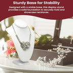 Novel Box White Leatherette Stand Jewelry Necklace Display 7.5x4x11 Inches - Freestanding Travel Necklace Holder Stand - Necklace Mannequin Organizer Stands - Necklace Displays Large - color: White Leatherette, size: Large