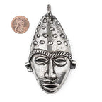 TheBeadChest Elongated African Silver Mask Pendant (50x90mm): Genuine West African Mask Design for DIY Jewelry & Necklaces - color: Silver, size: Large Elongated (50x90mm)