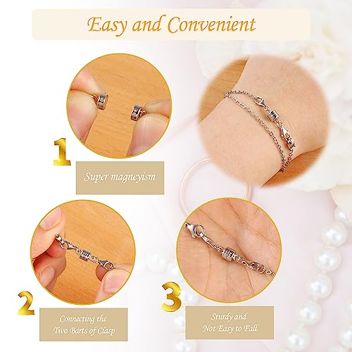 925 Sterling Silver Double Lobster Clasp Magnetic Jewelry Clasps Magnetic Necklace Clasps and Closures Sterling Silver Double Bracelet Necklace Clasp - color: C-White Gold