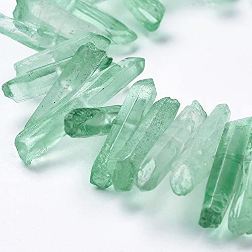 FASHEWELRY 1 Strand Natural Quartz Crystal Points Loose Beads Pale Green Flat Heishi Gemstone Loose Beads for DIY Jewelry Making - color: Pale Green