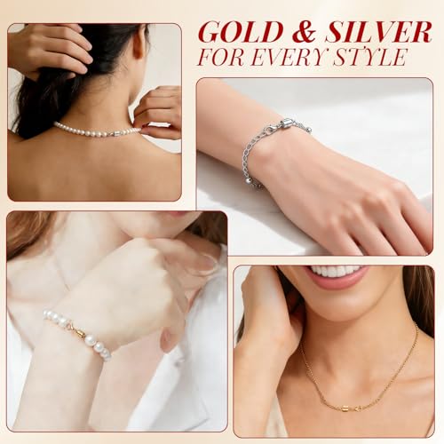 Buelkmag Magnetic Necklace Clasps and Closures 20 PCS Gold and Silver Clasp for Necklaces Jewelry Bracelet Women Making Magnet Lobster Extender Bracelets Extenders Magnets Helper Extra Strong