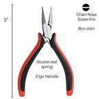 The Beadsmith Chain Nose Pliers – Fine Tips – 5 inches (127mm) – Ergonomic Handle with Double Leaf Springs – Jewelry Making Tool for Creating Bracelets, Earrings and Necklaces - size: Chain Nose - 5"