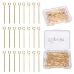 100pcs 50mm 14K Gold Filled Eye Pins DIY Crafts Beads Charms Earring Bracelet Jewelry Making Accessories Supplies - color: Gold Eye Pins, size: 50mm