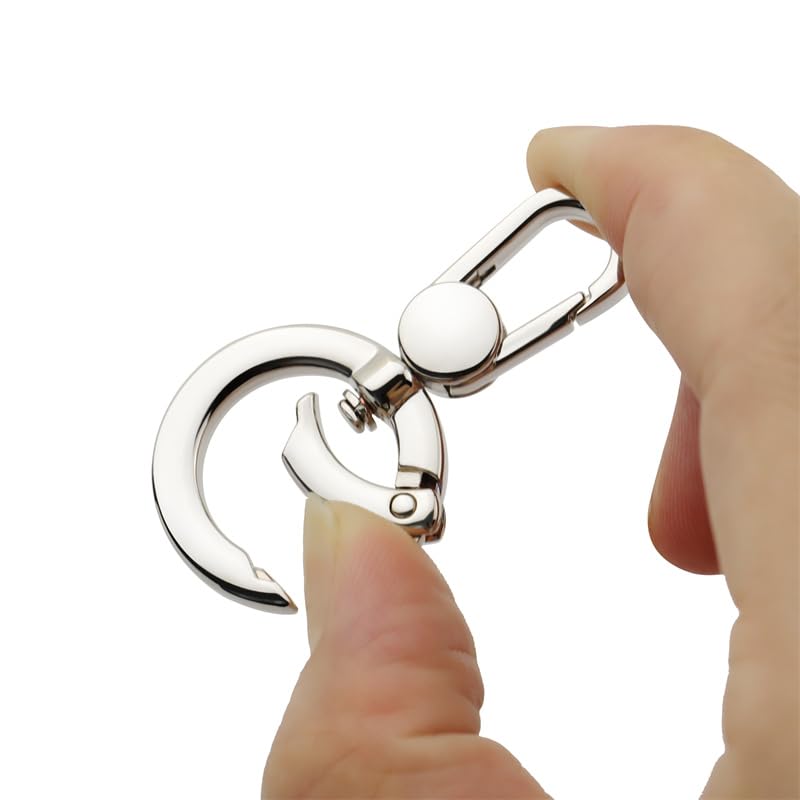 2pcs Double Opening Snap Hooks,Push Gate Snap Hook Metal Swivel Lobster Claw Clasp Purse,Backpack,Bag Strap,Keyring,Phone case (Silver) - color: Silver