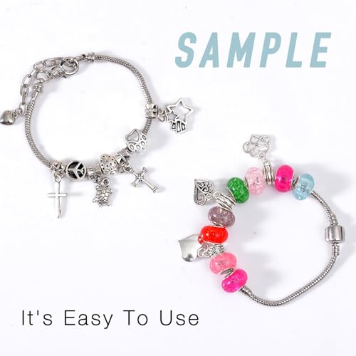 stino 140 Pcs Metal Spacer Bail Beads, Silver Tone Charm Hanger Clasps with Loops for Bracelet, Jewelry Making Findings(Silver) - color: Silver