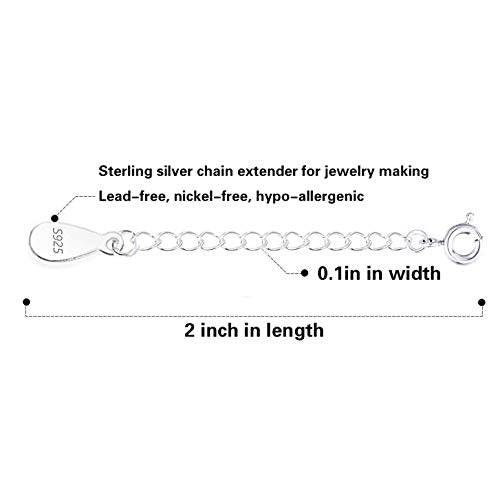 ALEXCRAFT Sterling Silver Bracelet Extender Necklace Extension Chains for Jewelry Making(2 inch) - color: B-White Gold（2 inch）